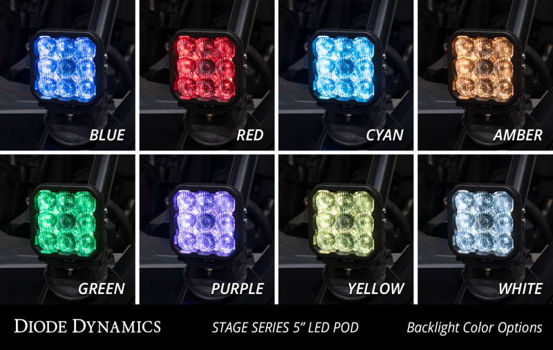 Polaris RZR Pro LED Light Pods - A-Pillar - Diode Dynamics - SS5 Sport - Combo - Yellow - `20-`23